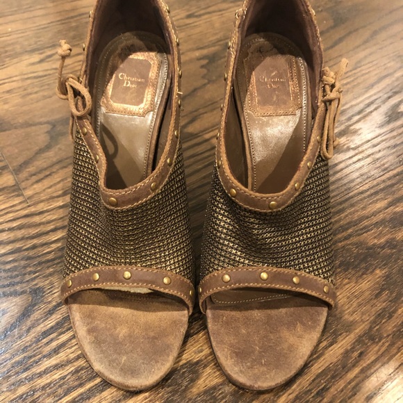 Christian Dior peep toe booties, size 37.5 / 7.5 - Picture 2 of 8